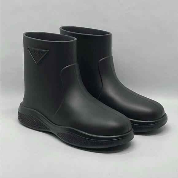 Prada Rubber Logo Pull-On Rain Booties size 36 - Picture 1 of 13
